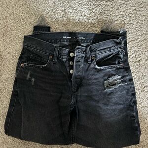 Old Navy Black Distressed High-Rise Button-Fly Jeans